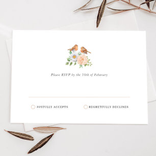 Simple Love Birds Daisy RSVP card