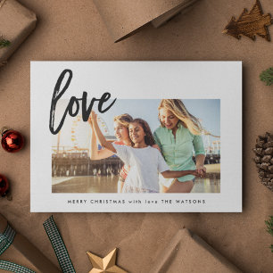 Simple Love Black and White Holidays Photo Card