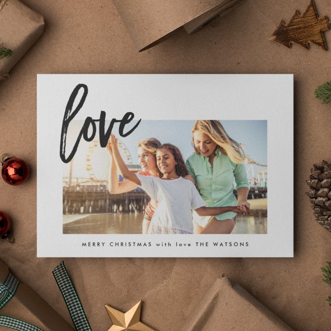 Simple Love Black and White Holidays Photo Card (Creator Uploaded)
