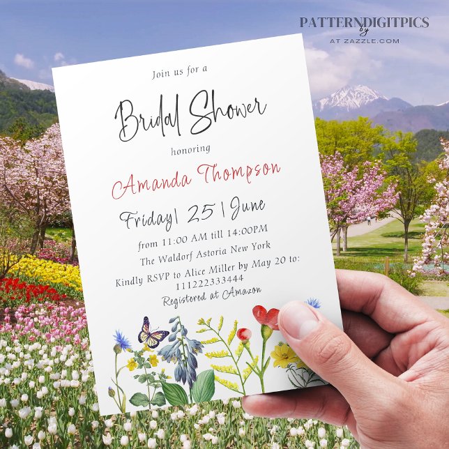 Simple Love Bloom Wildflower Floral Bridal Shower Invitation (Creator Uploaded)
