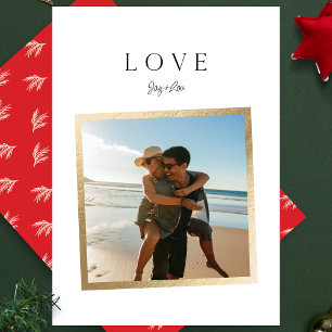 simple LOVE   FAUX GOLD photo FRAME Holiday Card