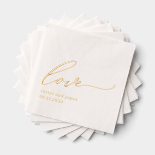 Simple Love Foil Stamped Wedding Napkins