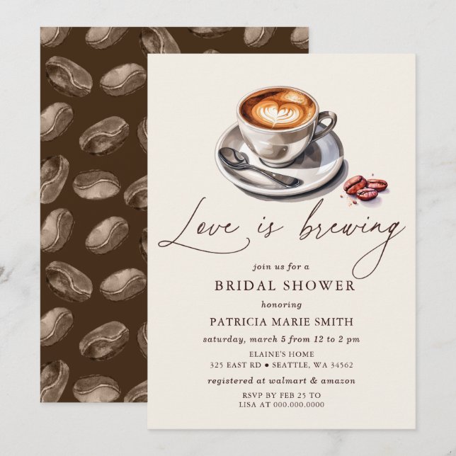 Simple Love is Brewing Coffee Bridal Shower Invitation (Front/Back)