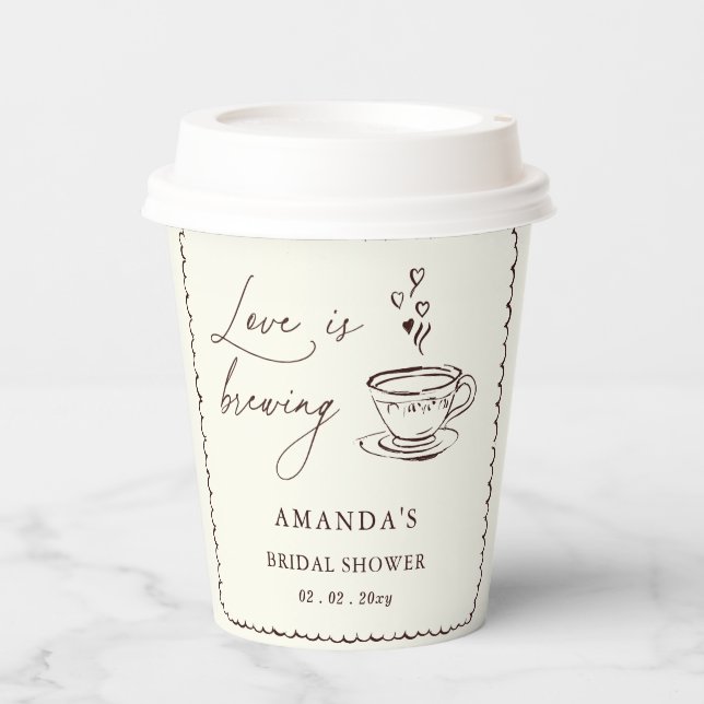 Simple Love is Brewing Coffee Bridal Shower  Paper Cups (Front)