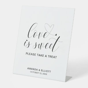 Simple Love Is Sweet Minimal Heart Elegant Wedding Pedestal Sign