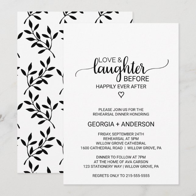 Simple Love & Laughter Before Happily Ever After Invitation (Front/Back)