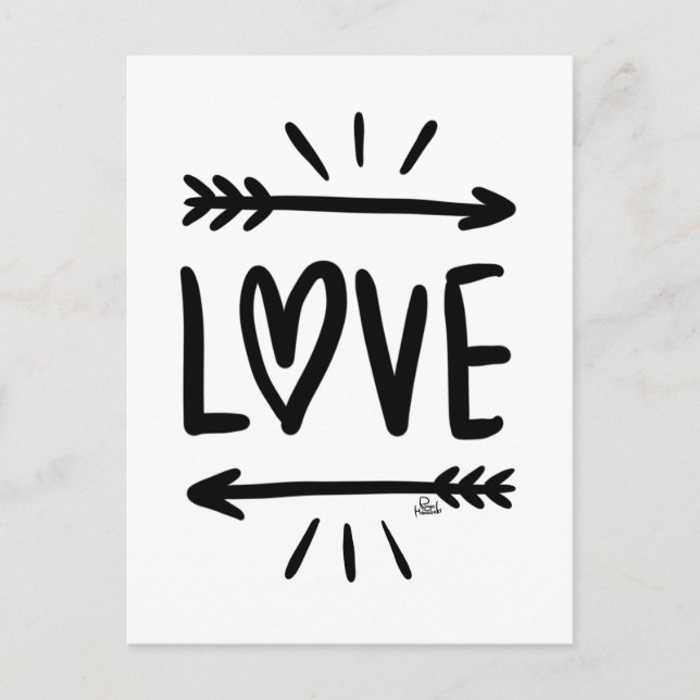 Simple "LOVE" Lettering Black on White Postcard (Front)