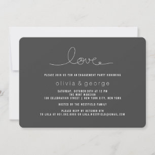 Simple Love Loop Heart Modern Engagement Party Invitation