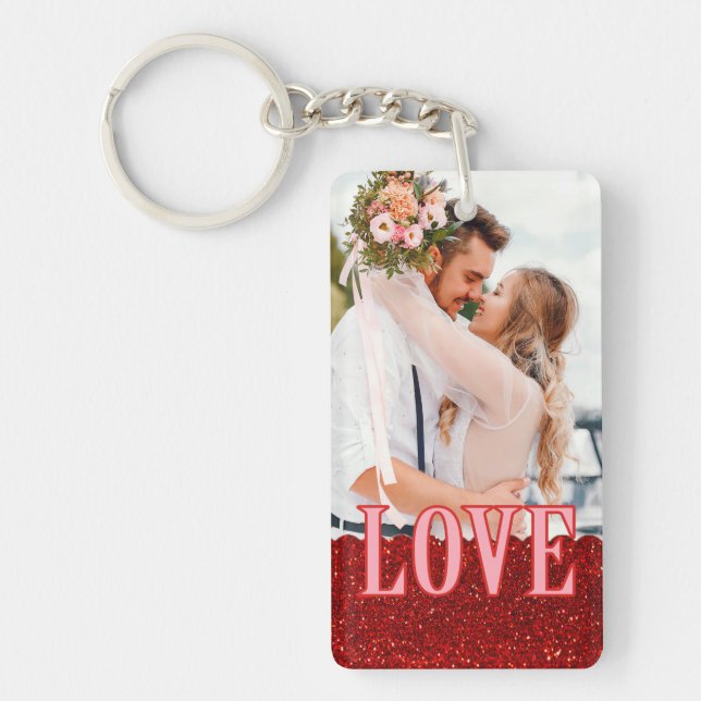 Simple Love Photo and Text Message Valentines Day Key Ring (Front)