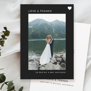 Simple Love Photo Collage Black Thank You Card