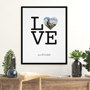 Simple Love Photo in Heart Script Name Poster