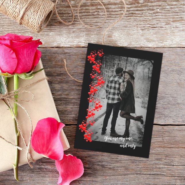 Simple Love Red Hearts Photo Holiday Card (Creator Uploaded)
