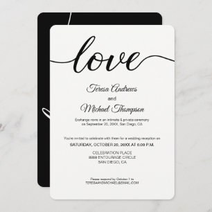 Simple Love Script Elopement Wedding Reception Invitation