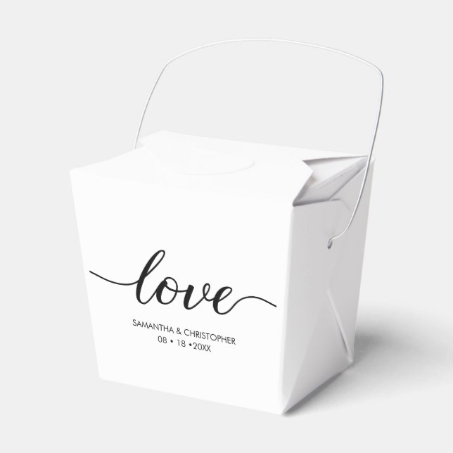 Simple Love Script Wedding custom Chic Favour Box (Front Side)