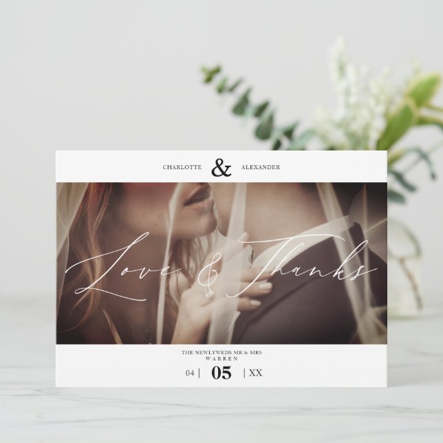 Simple Love & Thanks Custom Photo Couple Wedding (Standing Front)