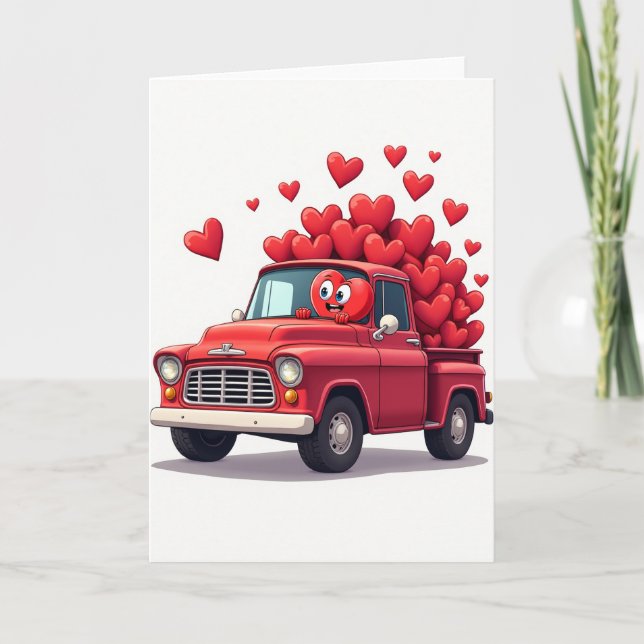 Simple Love Truck Hearts Card (Front)