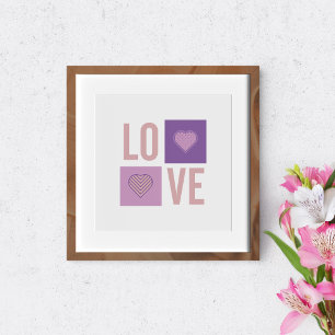 Simple Love Typography and Heart Shapes Poster