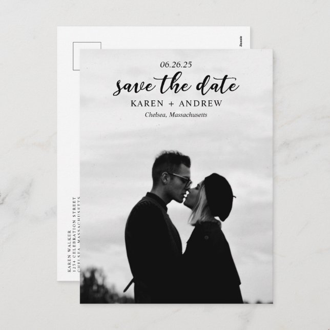 Simple Love Wedding Save the Date Holiday Postcard (Front/Back)