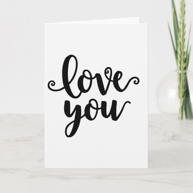 Simple Love You Brush Script Card (Front)
