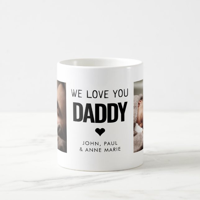 Simple Love You Daddy Heart 2 Photo Father's Day Coffee Mug (Center)