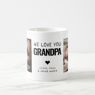 Simple Love You Grandpa Heart 2 Photo Father's Day Coffee Mug