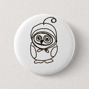 simple loveable owl 6 cm round badge