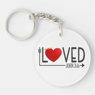 Simple Loved Bible Verse Valentine Keychain