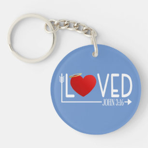Simple Loved Bible Verse Valentine Keychain