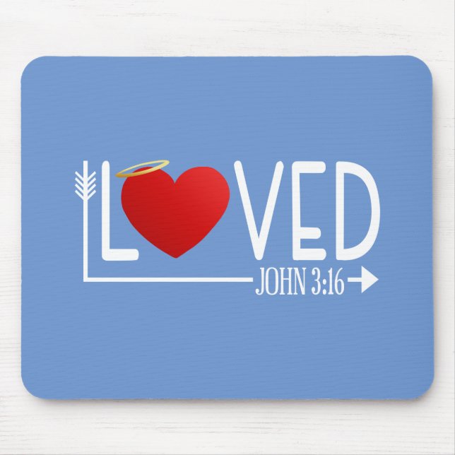 Simple Loved Bible Verse Valentine | Mousepad (Front)