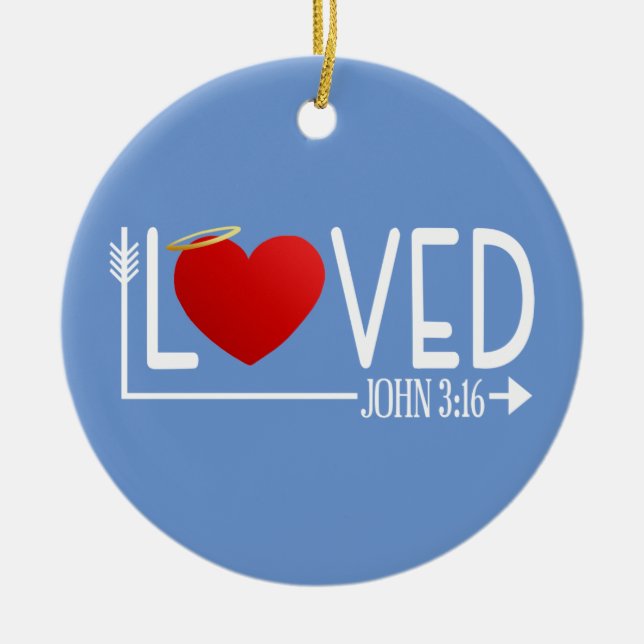 Simple Loved Bible Verse Valentine | Ornament (Front)