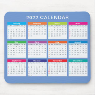 Simple Lovely Colourful 2022 Calendar Mousepad