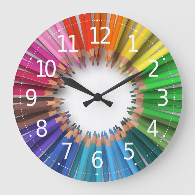 Simple Lovely Colourful Pencils | Wall Clock (Front)