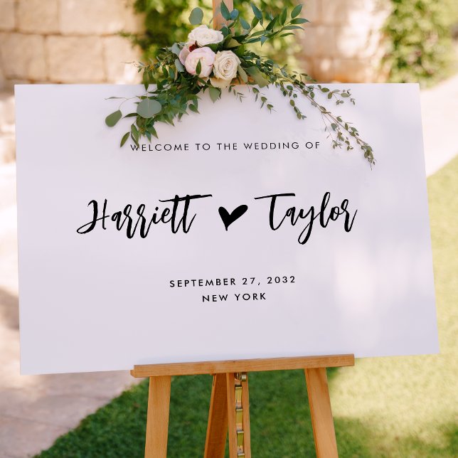 Simple Lovely Heart Script Wedding Welcome Sign (Creator Uploaded)