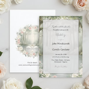 Simple Lovely Swan Couples Beautiful Wedding Invitation