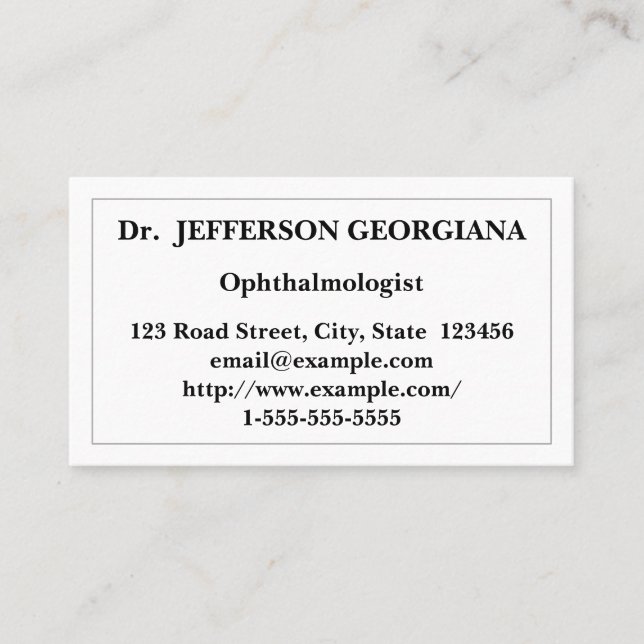 Simple & Low-Key Ophthalmologist Business Card (Front)