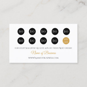 Simple Loyalty Rewards Elegant Black and Gold Card