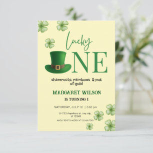 Simple lucky one first birthday invitation
