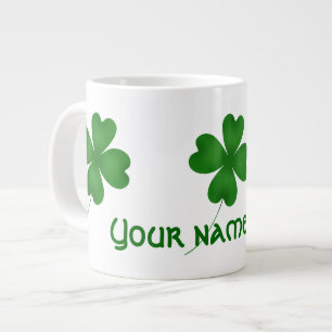 Simple lucky shamrocks large coffee mug