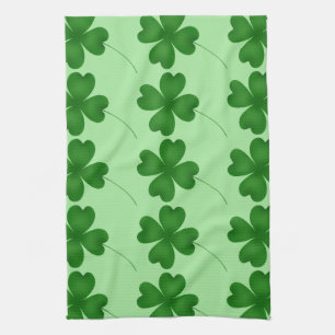Simple lucky shamrocks tea towel