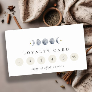 Simple Lunar Celestial Moon Phase 6 Punch Loyalty Business Card