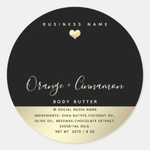 Simple lux typography black gold heart classic ro round sticker