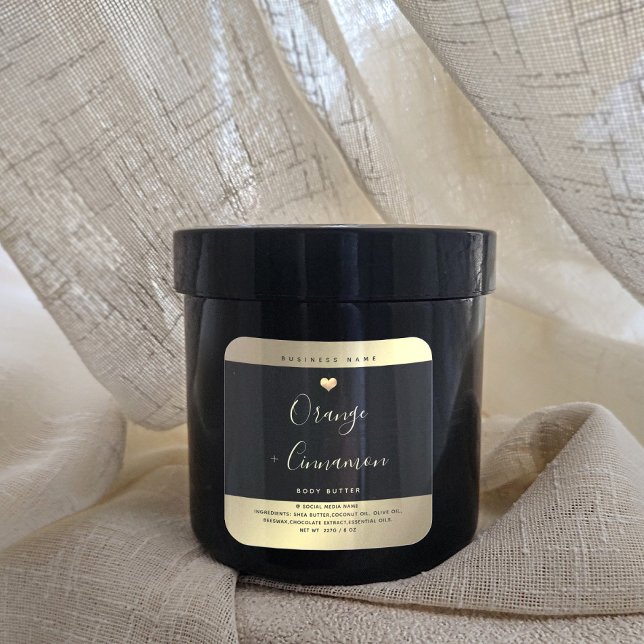 Simple lux typography black gold heart square sticker (Creator Uploaded)