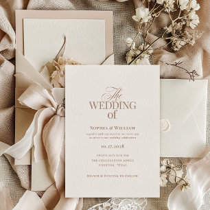 Simple Luxe Ivory and Taupe   Neutral Wedding Invitation