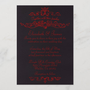 Simple Luxury Black And Red Wedding Invitations