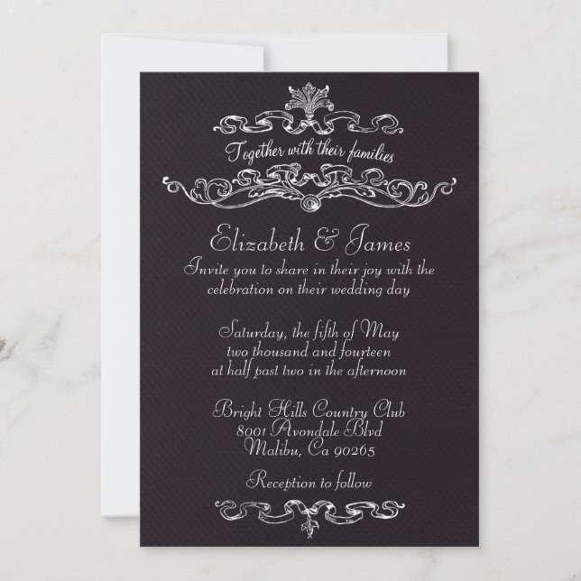 Simple Luxury Black Wedding Invitations (Front)