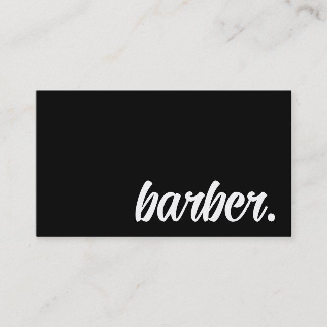 Simple luxury black & white barber typography business card (Front)