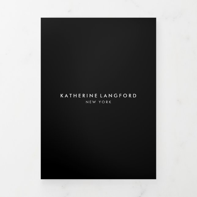 Simple Luxury Black & White Minimal Boutique Tri-Fold Card (Cover)