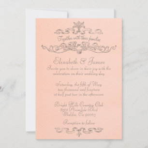 Simple Luxury Coral Wedding Invitations