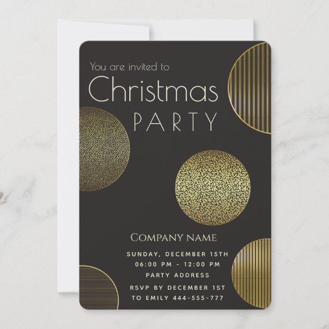 Simple luxury gold circles corporate Christmas Invitation (Front)