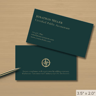 Simple Luxury Gold Compass Logo Business Card